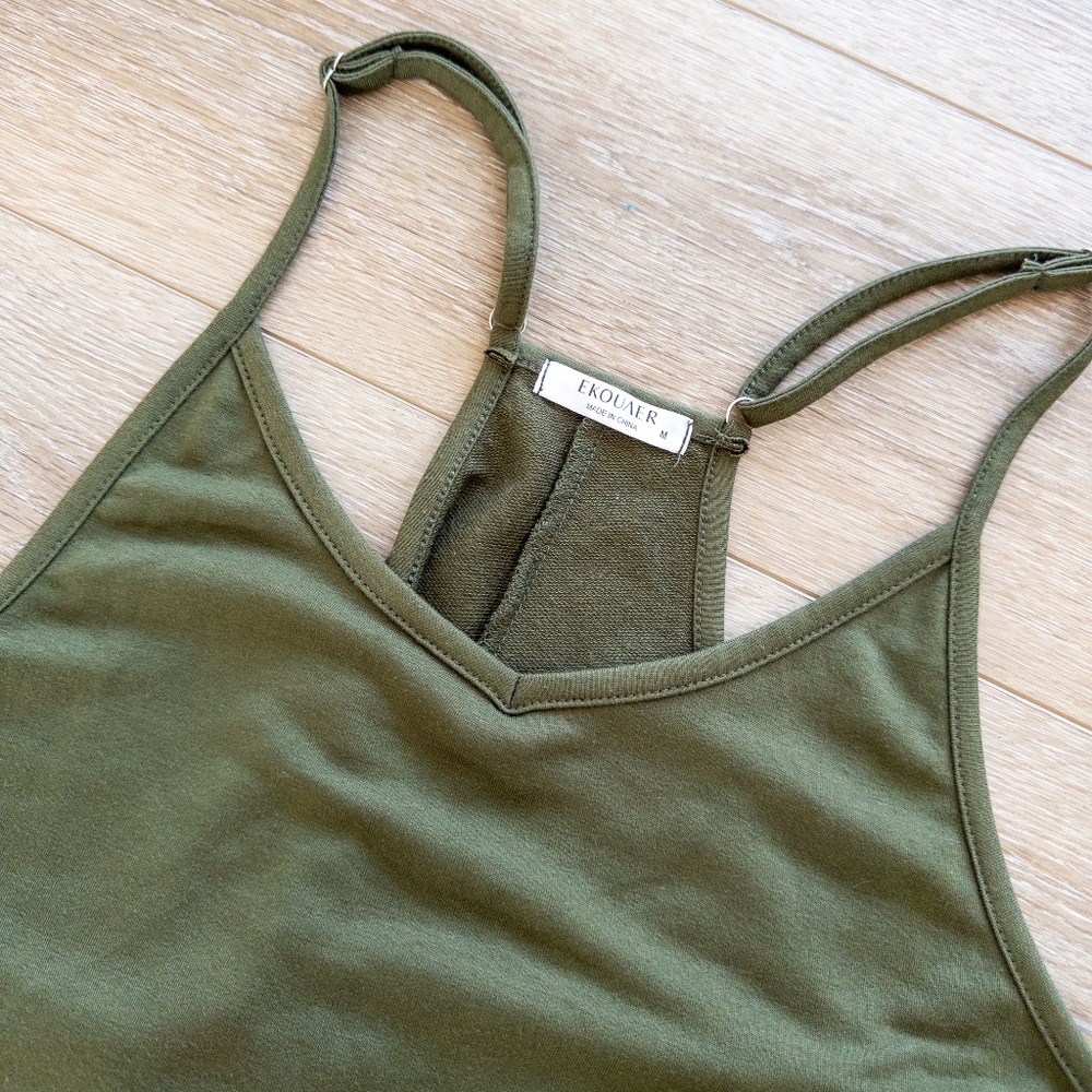 Ekouaer Womens Summer Casual Sleeveless Rompers Loose Spaghetti Strap Shorts Ove